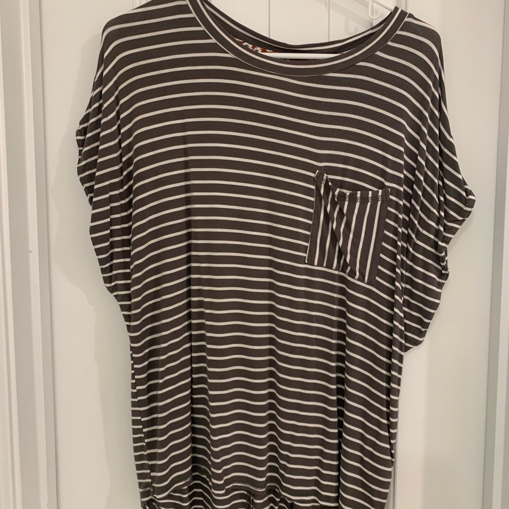 Striped Olive and White Top